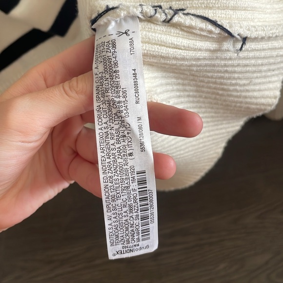 ZARA | Ecru Blue Striped Knit Polo Sweater - Picture 5 of 8